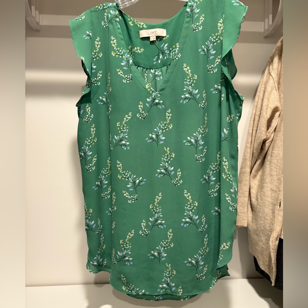 LOFT Green Floral Blouse